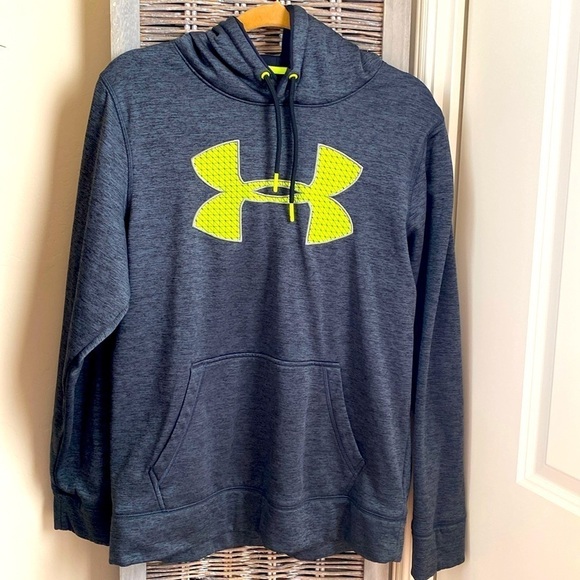 Underarmour Hoodie Sweatshirt reflective Branding Yellow activewear Sz S Unisex - Picture 2 of 8